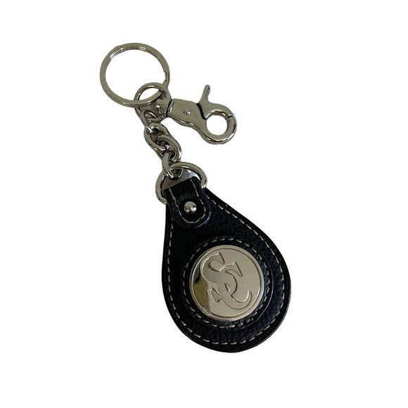 Sophia Caperelli Black Leather Belt Loop Purse Charm Clip Keychain - Picture 1 of 7